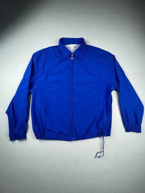 Y2K Track 90s Windbreaker Jacket Lightweight Full Zip Blast Womens XL Blue